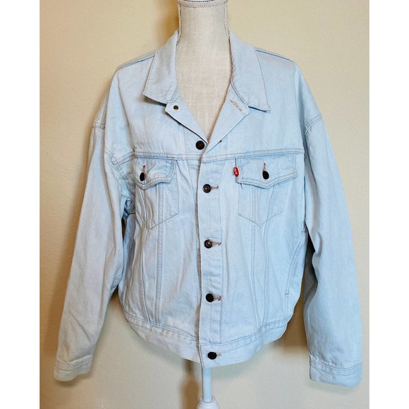 Levis Mens Authentic Light Blue Jean Jacket Size Large